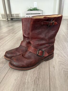 Frye Engineer  Harness Brown Leather Boots Size  6,5B Women's Biker